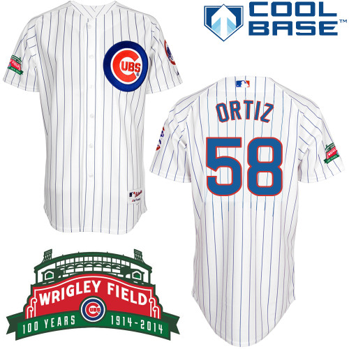 Joseph Ortiz #58 MLB Jersey-Chicago Cubs Men's Authentic Wrigley Field 100th Anniversary White Baseball Jersey